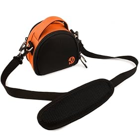 Orange VG Mini Laurel Compact Nylon Carrying Pouch with Removable Shoulder Strap for Fujifilm FinePix Z110 Point & Shoot Digital Camera