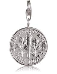 VINANI brand Germany 925 Sterling Silver Charm Pendant One Dime shiny Coin HOD