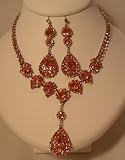 Pink Crystal Necklace and Earring Set
