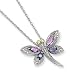 Sterling Silver & 14k Gold Amethyst and Iolite and Diamond Dragonfly Necklace