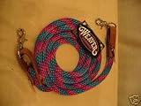 Weaver poly roping barrel reins bright turquoise pink