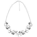 SkyeSterling Designer Sterling Silver Large Pebble Frontal Necklace 16in-18in