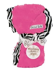 Trend Lab Velour Blanket with Trim, Pink Rosette with Zebra