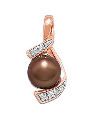 Chocolate Tahitian Pearl Pendant with Diamonds in 14K Rose Gold (10-11mm)