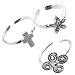 Sterling Silver Swirl, Cross & Cubic Zirconia Flower Toe Rings, Set of 3