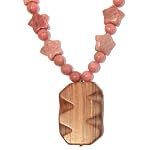 Rhodonite Necklace 04 Beaded Redwood Marble Pink Star Crystal Healing Gem Long 25