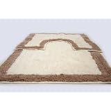 2 Piece 100% Cotton Bath Mat Set in Cream/Latte