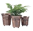 Embossed Grapevine Metal Planter/Pots in Copper Finish (set of 3