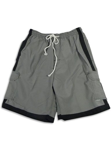 Jon Lauren Apparel - Mens Swim Suit, Charcoal, Black