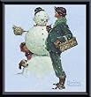 Art Poster Metal Framed Print - Snow Sculpturing - Artist: Norman Rockwell- Poster Size: 12 X 13