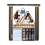 Billiard Pool Table Accessory Kit W/ Marble Swirl Style Balls Oak Finish