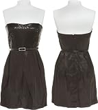 TRIXXI Stretch Sequin & Satin Dress W/ Rhinestone Belt [245699LP5I], BLACK