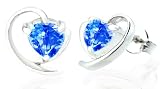 Heart Cut Swiss Blue Topaz Earrings Sterling Silver