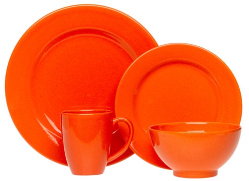 Waechtersbach Fun Factory 4-Piece Dinnerware Place Setting , Service for 1, Orange Peel