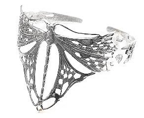 Large Sterling Silver Filigree DRAGONFLY CUFF Bracelet
