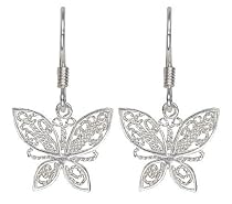Sterling Silver Butterfly Dangle Earrings