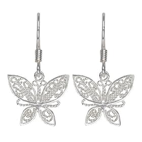 Sterling Silver Butterfly Dangle Earrings by 