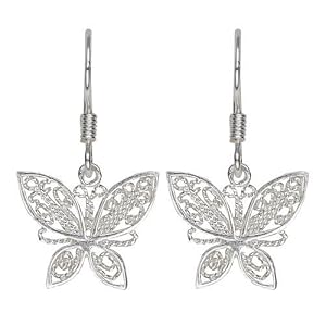 Sterling Silver Butterfly Dangle Earrings