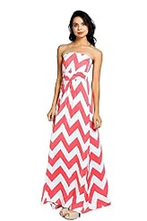 Rayon/Spandex/Knit Chevron Print Zig Zag Maxi Dress 