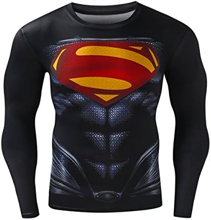 Buy 2 Get the 3rd free Men's Compression Shirt Long Sleeve Sports Fitness Running Base Layer Shirt (Pattern24, Large)