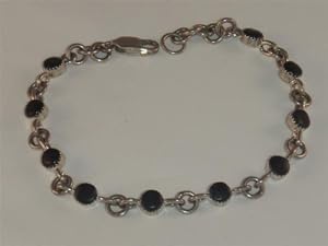 Black Onyx Sterling Silver Tennis Bracelet - BR-0068