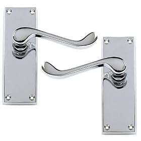 Victorian Scroll Polished Chrome Door Handles X 4 PAIRS