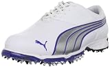 PUMA Men's Spark Sport Golf Shoe,White/Puma Silver/Surf The Web,9.5 M US