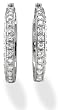 Sterling Silver CZ Front and Outside 1-1/8" Hoop Earrings