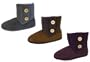 New Ladies Coolers Branded 2 Button Detail TEXTILE UPPER Fluffy Lined Snugg Boot Slipper W108. To Fit UK Adult Sizes 3-4 / 5-6 / 7-8