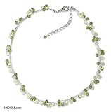 Crystal choker, 'Green Berry Vine' 0.4 W 13.4 L
