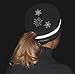 TrailHeads Women's Ponytail Hat - Reflective Cold Weather Running Beanie - Black/Snowflake