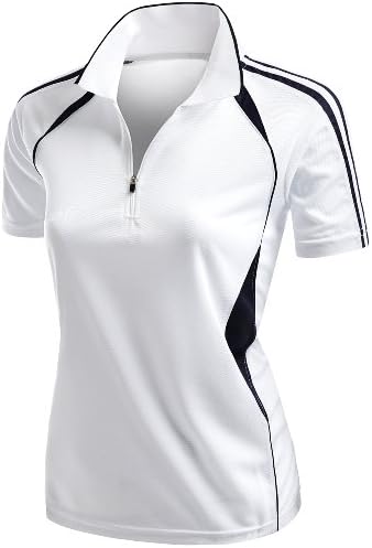 Xpril Women's Coolmax 2 Tone Collar Zipup Polo T-Shirt