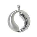 Sterling Silver High Polish and Brushed Satin Sandblast Yin Yang Swirl Open Pendant