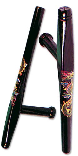 Black Tonfa W/ Color Dragon