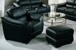 Harbor Drive Black Leather Chair and Ottoman Set