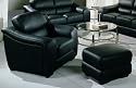 Harbor Drive Black Leather Chair and Ottoman Set