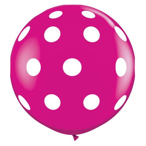 3' Latex Polka Dot Wild Berry Balloon Pink 1 per package