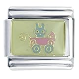 Animal Baby Bunny In Pink Stroller Italian Charms Bracelet Link