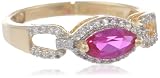 18K Gold over Sterling Silver Created Ruby and Created White Sapphire Ring, Size 7 18K Gold over Sterling Silver Created Ruby and Created White Sapphire Ring, Size 7