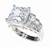 SilverBin Sterling Silver Engagement Style Princess Cut Clear CZ Ring with Baguette CZ Accents