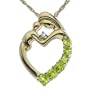 14k Yellow Gold Peridot and Diamond Mother Holding Child Pendant, 18"