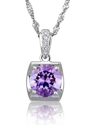 Honeystore Girls Natural Amethyst S925 Sterling Silver Pendant Necklace Color Purple