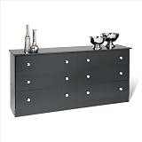 Prepac Six Drawer Double Dresser in Black