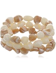 Mother of Pearl Nugget Set of 3 Stretch Bracelets, 7.5"