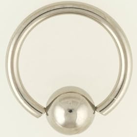 One Stainless Steel Captive Bead Ring: 14g 1/2", Stainless Steel Bead: 6mm