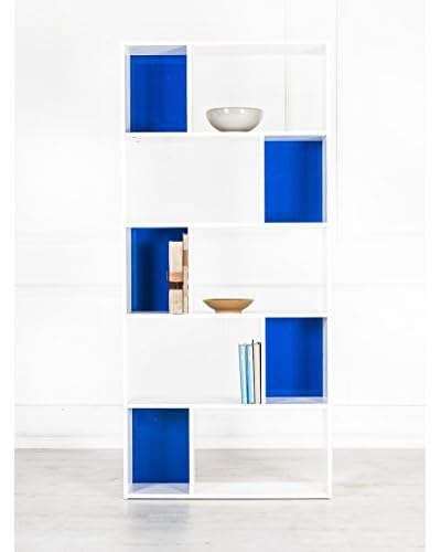 Design Twist Office Libreria A Giorno 4 Ripiani Bianco/Blu