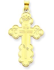 14K Yellow Gold Orthodox Cross Charm Pendant Jewelry