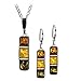 Sterling Silver Multicolor Amber Square Leverback Earrings Necklace Set 18 Inches