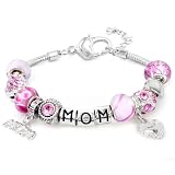 2012 Mother's Day Pink Pacific Beads Bracelet with Glass and Crystal Beads