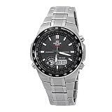 Casio Men's EFA134SB-1A1 Edifice Solar Powered Stainless Steel Bracelet and Black Dial Watch